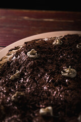 Delicious Pizza Burger Classic Homemade Tomato Sauce Sausage Cheese Onion Chicken Meat Pasta Shrimp Restaurant Menu Gourmet on a wooden table