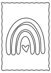 Rainbow Bohemian Illustration Coloring Pages Printable for Children Education 