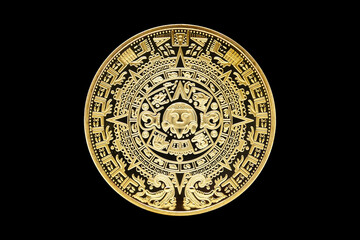 Maya , Golden aztec Cryptocurrency isolated white , gold coin , mining , future money