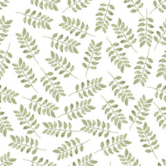 Watercolor leaf seamless pattern