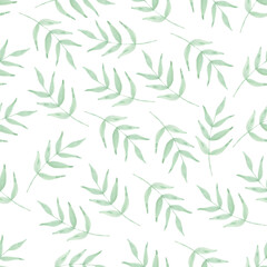 Watercolor leaf seamless pattern