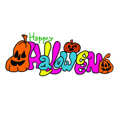 Vector children's design for backgrounds and fabrics, postcards.Funny Halloween party,pumpkin, ghost,skull,broom,bat