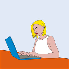 woman working on laptop