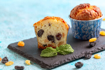 Delicious homemade muffins close-up.