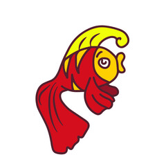 Vector children's design ,for a postcard banner sticker.Fish