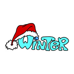  Vector children's design ,for a postcard banner sticker.Text winter