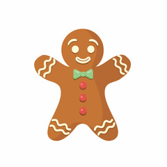 Gingerbread man cookie isolated on white background. Merry christmas holiday. Vector stock