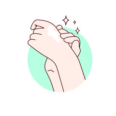 Woman hands. Delicate rejuvenating. Care hands. Vector Illustration