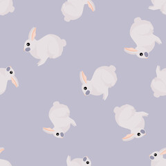 Seamless pattern of rabbit. Domestic animals on colorful background. Vector illustration for textile.