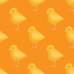 Seamless pattern of chicken. Domestic animals on colorful background. Vector illustration for textile.