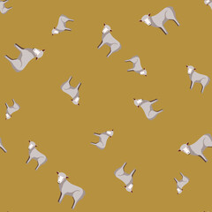 Seamless pattern of sheep. Domestic animals on colorful background. Vector illustration for textile.