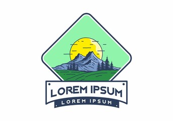 Mountain and the big sun illustration