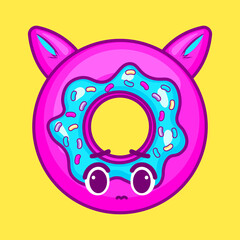 cute donut character illustration vector