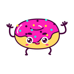 cute pink sweet donut character vector