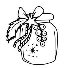 Vector children's design for backgrounds and fabrics, postcards. Jar Christmas decoration,vessel