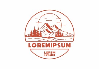 Mountain and the big sun illustration