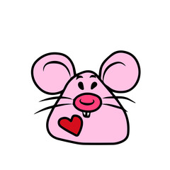 Vector children's design for backgrounds and fabrics, postcards, stickers. Funny rat,mouse