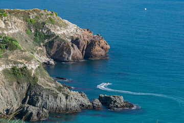 Rock in the sea bay. Sea bay rock view. Landscape of sea bay . Blue Lagoon