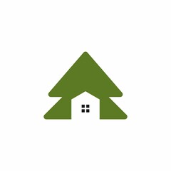 Real Estate logo design with house roof pine