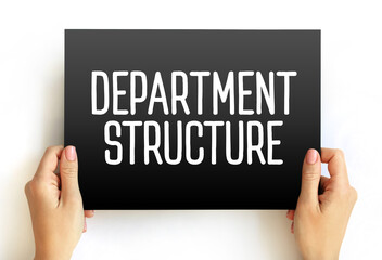 Department Structure text on card, concept background