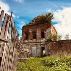 Ruins of an Orthodox church in Russia