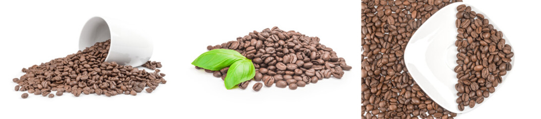 Group of coffee beans on a white background clipping path