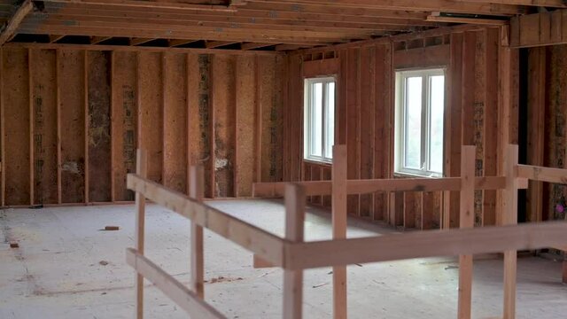 A barebones room without any cieling or flooring. Ready for construction.