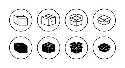 Box icons set. box sign and symbol, parcel, package