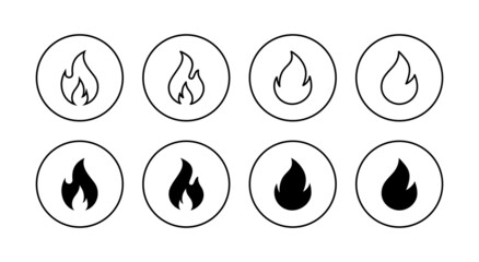 Fire icons set. fire sign and symbol