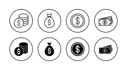 Money icons set. Money sign and symbol