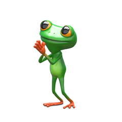 3D Illustration of a Little Green Frog in the Petition Pose