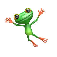 3D Illustration of a Mischievous Jumping Frog