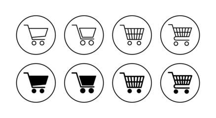 Shopping icons set. Shopping cart sign and symbol. Trolley icon