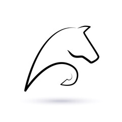 Horse abstract logo. Vector illustration. Monochrome. Linear style.
