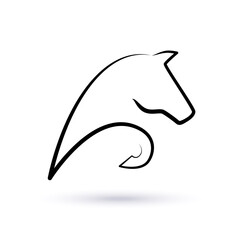 Obraz premium Horse abstract logo. Vector illustration. Monochrome. Linear style.