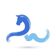 Horse logo. Brush stroke.