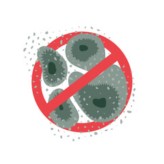 Stop black mold growth on wet house wall. Mildew fungal spores warning sign. Vector illustration