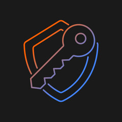 Encryption key gradient vector icon for dark theme. Data stealing prevention. Unique code. Cryptography. Thin line color symbol. Modern style pictogram. Vector isolated outline drawing