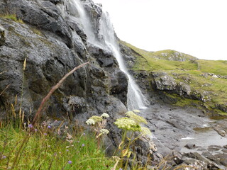 The beautiful Atlantic coastline and islets on the Faroe Islands