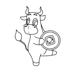 
Vector children's design for backgrounds and fabrics, postcards, stickers. Funny bull holiday New year,Christmas