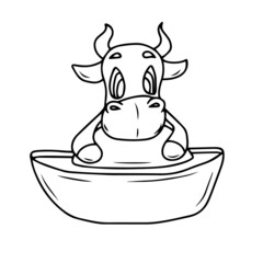 
Vector children's design for backgrounds and fabrics, postcards, stickers. Funny bull holiday New year,Christmas