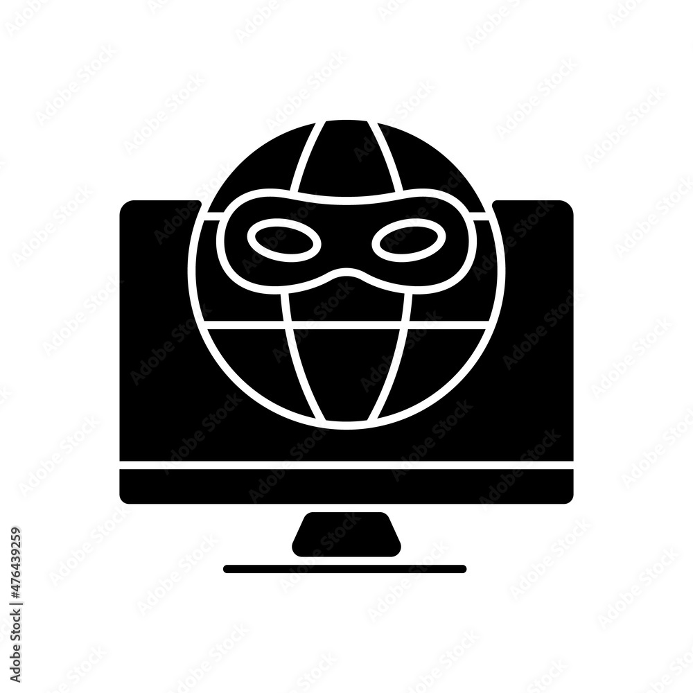 Aufkleber dark web black glyph icon. hidden internet. specific web browser for access. illegal anonymous marke