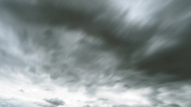 Time lapse sky with clouds during rain and thunderstorm