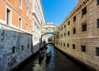 Venice, Italy, July 2017 - view of the Bridge of Sighs (Ponte dei Sospiri)