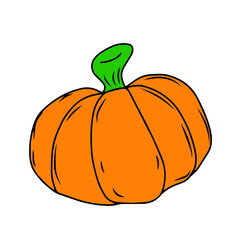 Vector children's design for backgrounds and fabrics, postcards.Funny Halloween party,pumpkin, ghost,skull,broom,bat,voodoo doll,Cauldron,witch hat