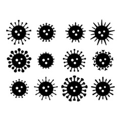Set biological virus icons coronavirus covid19 vector