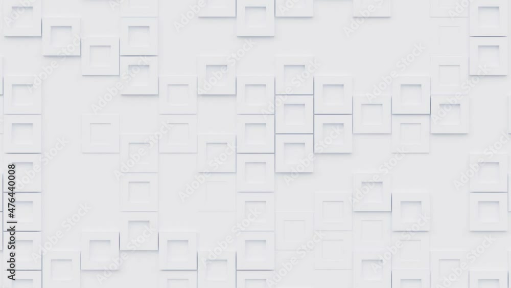 Poster geometric pattern with square shapes, seamless looping abstract animated background, moving cubes bl