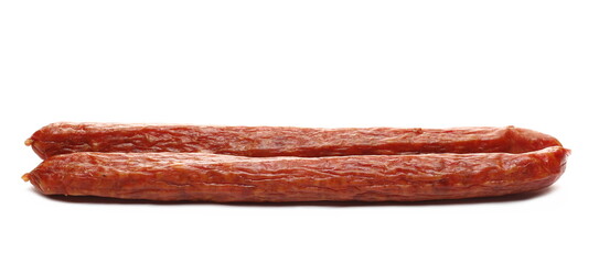 Smoked sausages isolated on white 