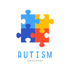 World autism awareness day. World autism awareness month. Colorful puzzle vector design symbol, sign. Symbol of autism. Medical flat illustration. Health care. Puzzle design