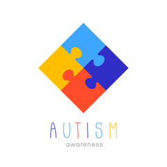 World autism awareness day. World autism awareness month. Colorful puzzle vector design symbol, sign. Symbol of autism. Medical flat illustration. Health care. Puzzle design